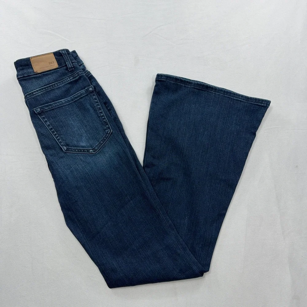 BKE Jeans Billie High Rise Flare Slim Fit Dark Wash Denim Blue Womens 25 x 31.5